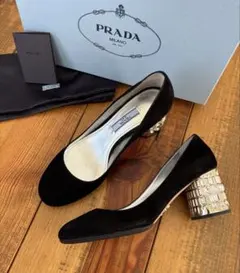 美品 PRADA プラダ ビジュー パンプス