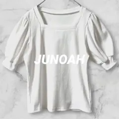 Ld465＊ジュノア 半袖カットソー スクエアネック パフスリーブ 無地 白 Mのサムネイル