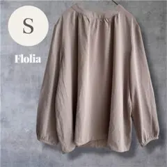 フロリア Flolia ブラウス グレー S 長袖 ギャザー ノーカラー とろみのサムネイル