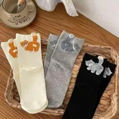 新品　可愛い(〃ω〃)♡ 猫ちゃん　ソックス 3足セット