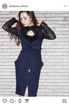 Delylenoir ノースリーブ ネイビー ワンピース