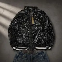 タグ付 JOGE MARTIN 光沢 多連ジップ ブルゾン 黒 y2k