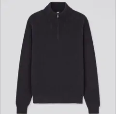 UNIQLO ウォッシャブルミドルゲージハーフジップ　ネイビー