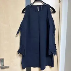 ZARA ネイビー オフショルダー ワンピース