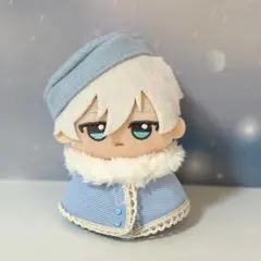 10cm ぬい服 ベレー帽 ポンチョセット 水色 ちびぐるみ にじぱぺっと