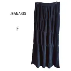 ◇JEANASIS ジーナシス ニット ロングスカート リブ F ブラックのサムネイル