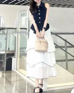 lalune ドッキングニットシフォンギャザーワンピース - メルカリ