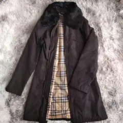 【BURBERRY】バーバリー 中綿 コート ( ラビットファー付 )