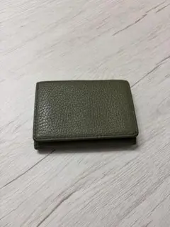 三つ折り財布 オリーブ レザー コンパクト