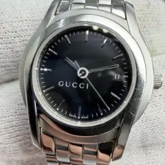 稼働 コマあり】グッチ デイト 腕時計 黒文字盤 レディース 5500L 