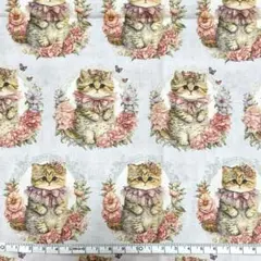 クラシカルな猫ちゃん　スケア生地　約55×49cm