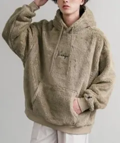 KANGOL ロゴ刺繍シャギーボアフリースプルオーバーパーカー　Ｌ（未使用）