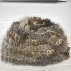 ブラウン系ファー風ニットキャップ
