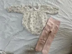 next 刺繍襟ロンパース　タイツ付き　3-6month