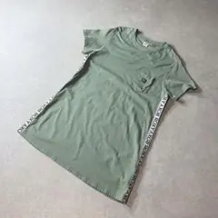 ROXY ロキシー ポケットTシャツ カーキ M ロゴテープ ワンピース
