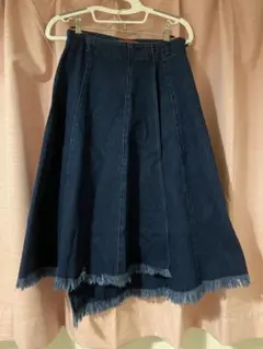 MAX&CO. アルバニア製 ミモレ丈デニムスカート　ネイビー