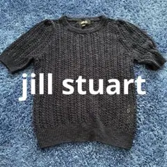 JILLSTUART ネイビー　半袖ニットトップス　かぎ編み　クロシェ　ニット