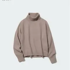 3Dスフレヤーンタートルネックセーター 長袖 スムース L ベージュ