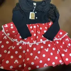 新品　ディズニー　リトシー　ミニーマウス 水玉ワンピース 長袖　100