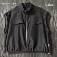 裾ドロスト付き フルジップ シースルー ベスト 黒