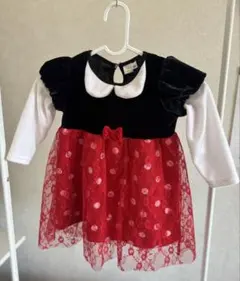 ミニーちゃんベロア生地長袖ワンピース