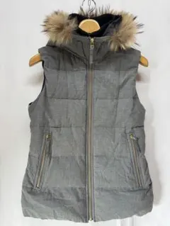 PLST プラステ リアルファー ダウンベスト 2重チャック グレー 2