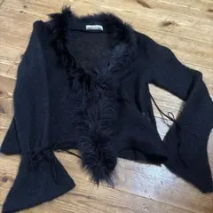 SCOT CLUB ブラックファーカーディガン