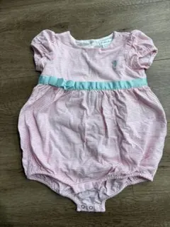 9号　Ralph Lauren ピンク ストライプ ロンパース 9M