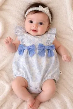 Amber mimi 花柄リボンロンパース