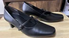 fuwaruku ブラック ストラップパンプス　ビジネスシューズ　22.5