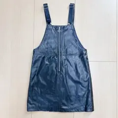 GU ジャンバースカート　レザー調　ブラック　黒　150