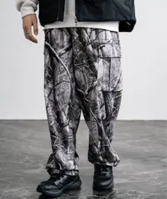 Rocy Monroeリアルツリーカモプリントツイルワイドカーゴパンツ