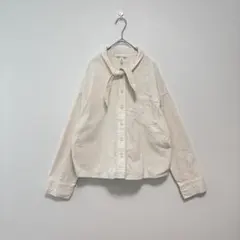 H&M コーデュロイ ジャケット リボン　白　アウター　ボウタイ　シャツのサムネイル