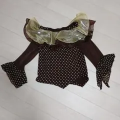 【社交ダンスレッスン着】フリル付きトップス　茶　Sサイズ