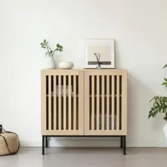 キャビネット 2段 サイドボード リビングボード 脚付 テレビ台 BROWN