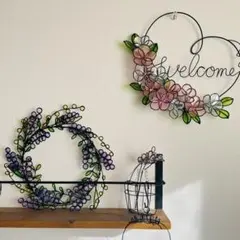 ゆうこ様専用　ワイヤークラフト　♡welcomeリース