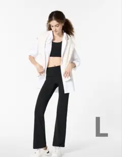 ユニクロ ウルトラストレッチエアリズムuvカットフレアレギンス 黒 L