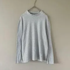 クロコダイルコード［M］美品◎ワンポイント刺繍◎ボーダー柄モックネックカットソーのサムネイル
