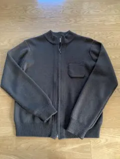 SHIPSカーキ色 ジップアップ長袖二ット