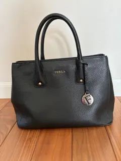 お受験バッグ、FURLA ブラック レザートートバッグ
