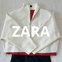 【ZARA】ザラ　ショートブルゾン　ハイネック　前チャック　アイボリー　M