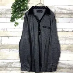 美品【BRITISH KHAKI】メンズシャツ ストライプ 光沢感 (LL)