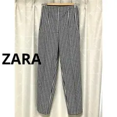 ★ZARA★ ギンガムチェック ハイウエストパンツ　センタープレス　テーパード