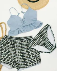 水色フリルビキニ4点セット OSYAREVO