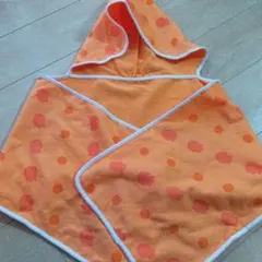 フード付きタオル オレンジ 水玉模様