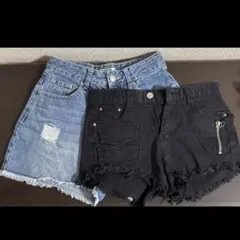 デニム ショートパンツ 2枚 S セット