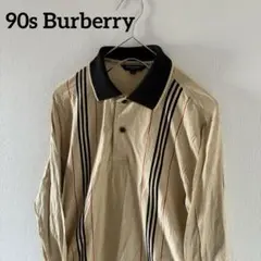 90sBurberryバーバリーノバチェック長袖ストライプシャツメンズ
