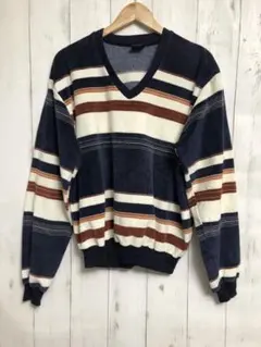80s USA製 campus ヴィンテージ ベロア ロングスリーブ ボーダー