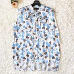 Drawer ドゥロワー シルク ボウタイ 花柄 ブラウス