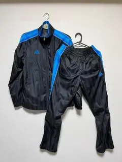 adidas ウィンドブレーカー 上下セット　メンズS ブラックｘブルー